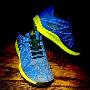 Adidas Neon Running Sneakers (Like brand new) neon blue/neon yellow/grey